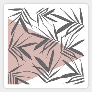 Leaves decoration. Triangles. pink. white. grey. Sticker